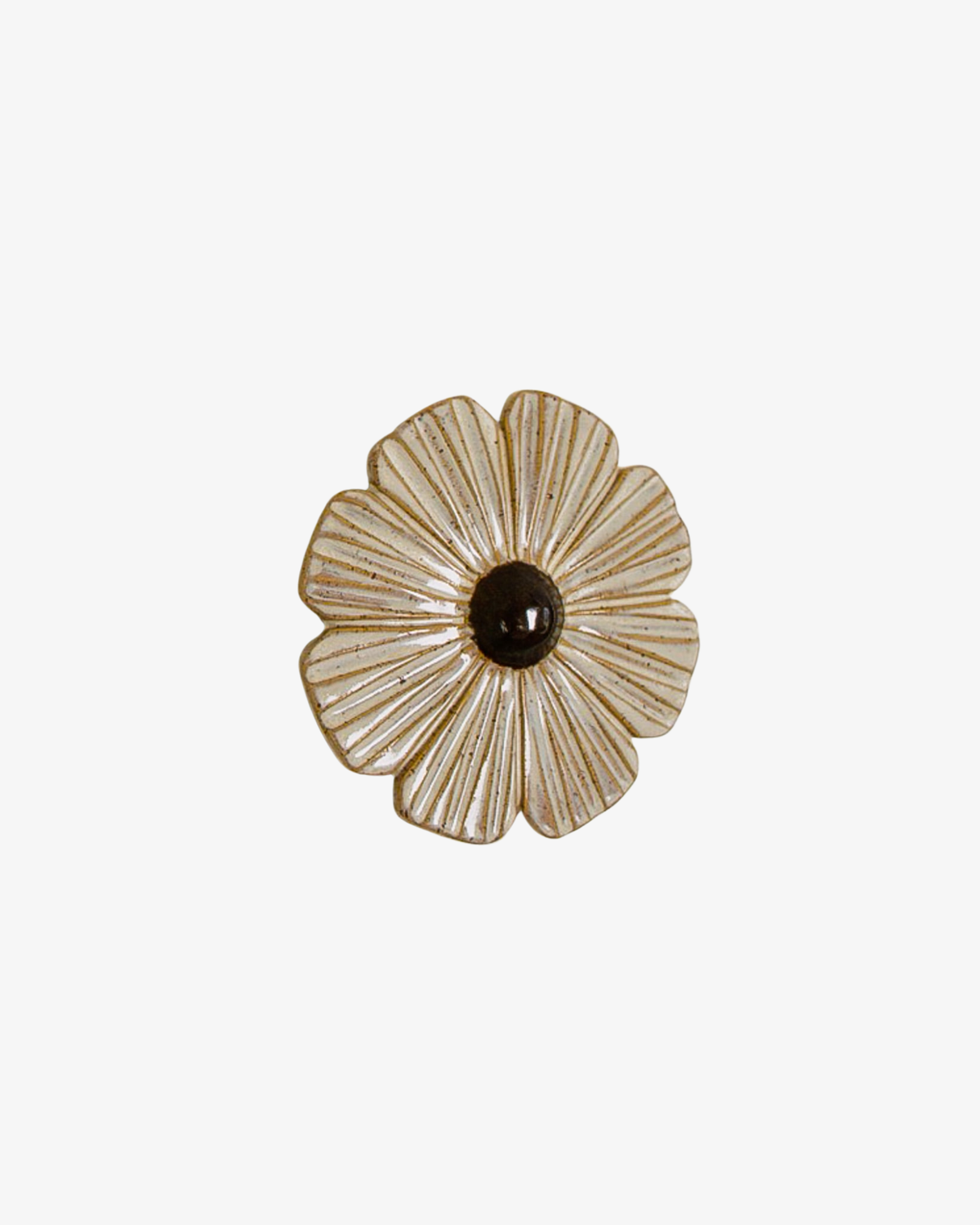 Ceramic Flower Wall Sculpture Big - Carved Creme
