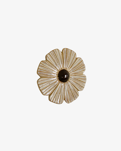 Ceramic Flower Wall Sculpture Big - Carved Creme