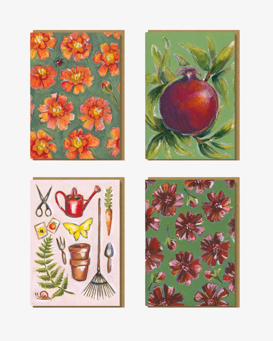 Botaniska hälsningskort 4-pak Postkort