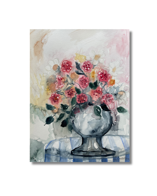 Bouquet Rose watercolor painting 30x40 cm
