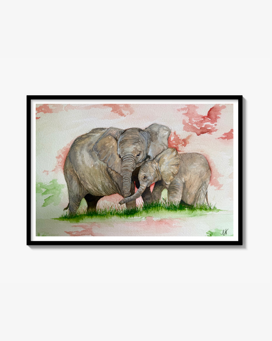 Elephant and baby print