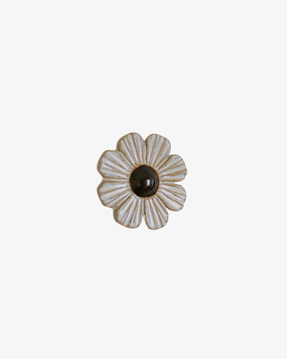 Ceramic Flower Wall Art - Carved Creme