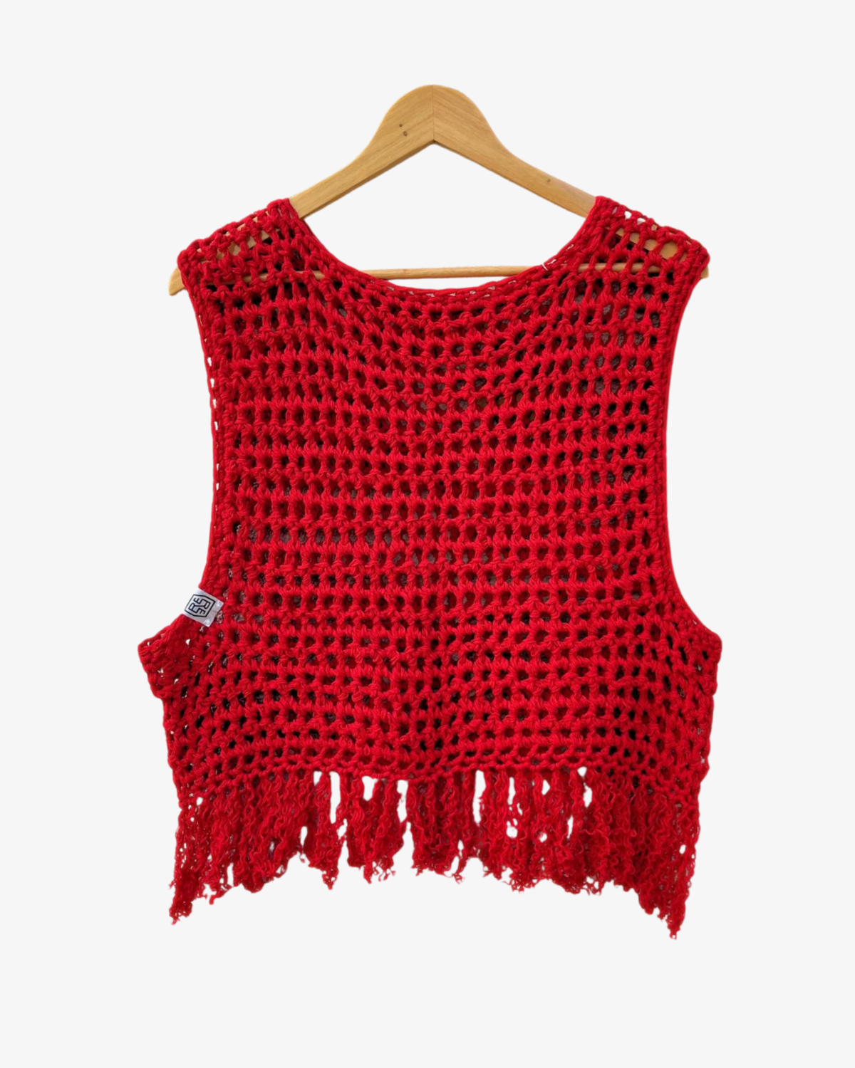Red Fringe Crochet Vest