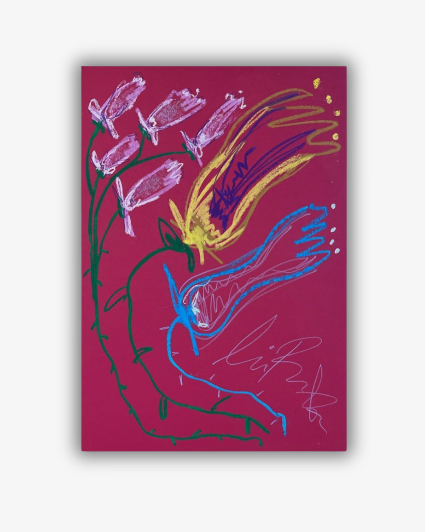 Whimsical Red, Green, Yellow and Blue, A3, Original Painting