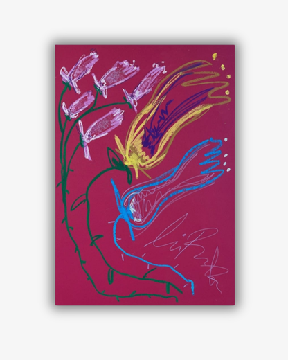 Whimsical Red, Green, Yellow and Blue, A3, Original Maleri
