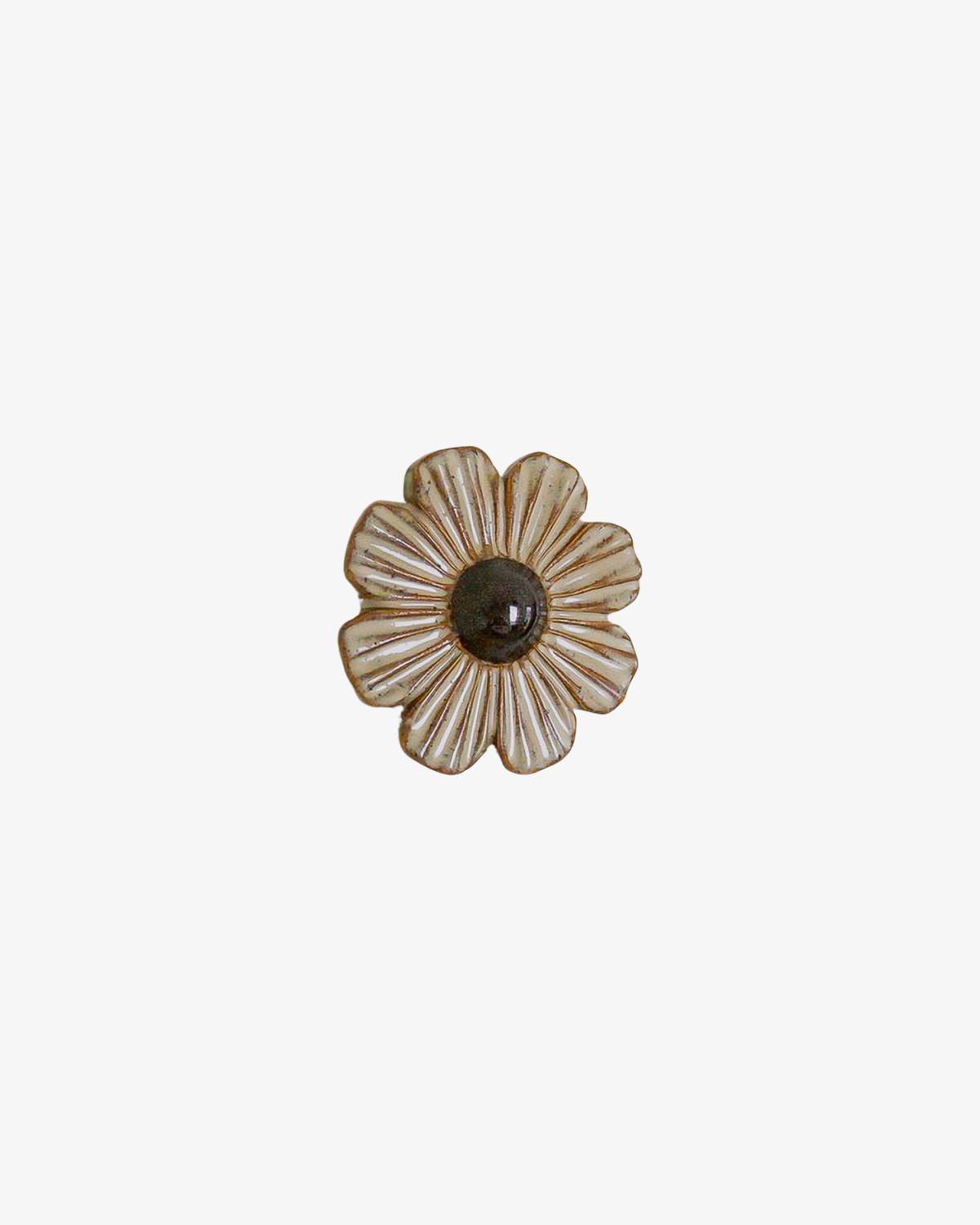 Ceramic Flower Wall Art - Carved Brown