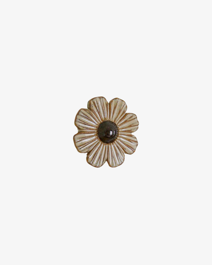 Ceramic Flower Wall Art - Carved Brown