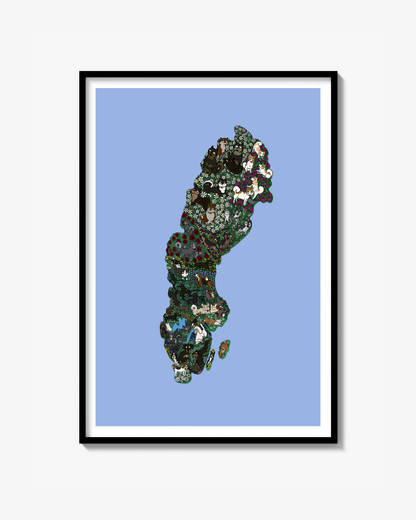Sweden map - swedish dogs Print
