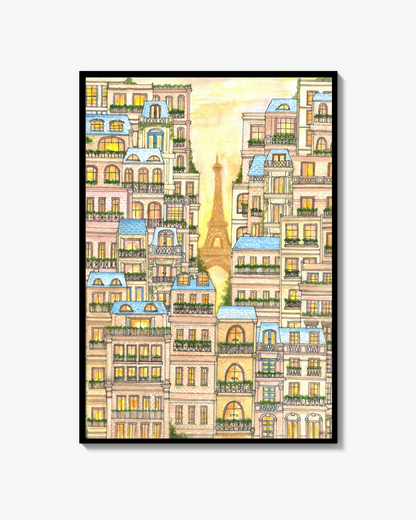 Beige Buildings, Blå Roofs Poster