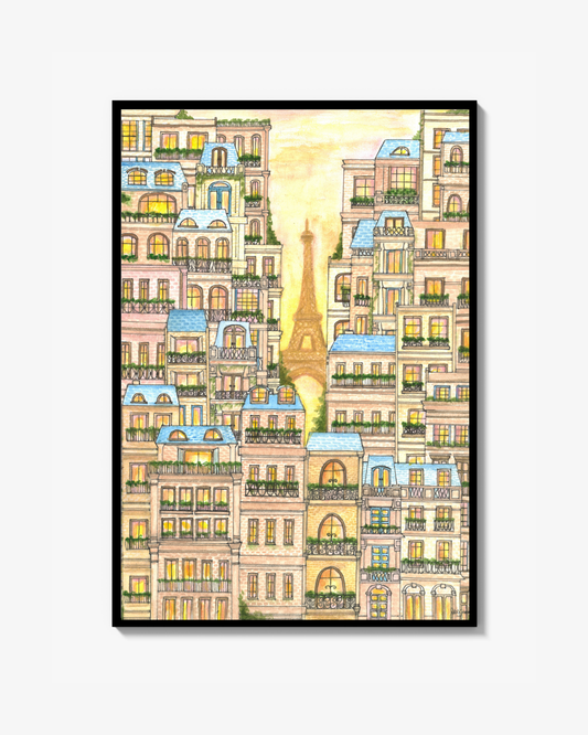 Beige Buildings, Blue Roofs Poster
