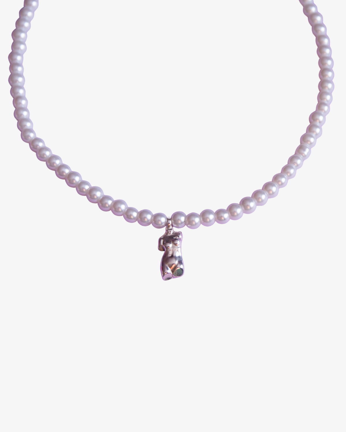 Silver Body Statue Pearl Necklace