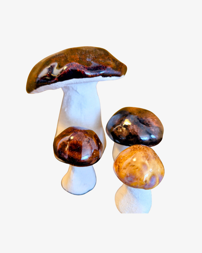 Handmade Stoneware Mushrooms – Set of 4 - indoor or Garden Ceramics
