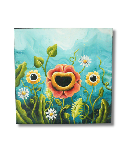 In the garden, Original popsurrealism lowbrow popart maleri på lærred