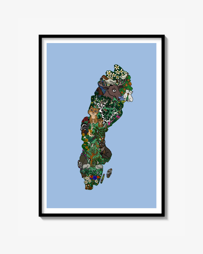 Sverige kort Print