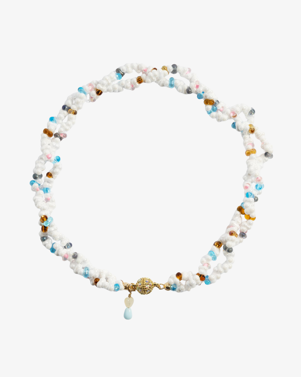 Crystal necklace white gold plated clasp