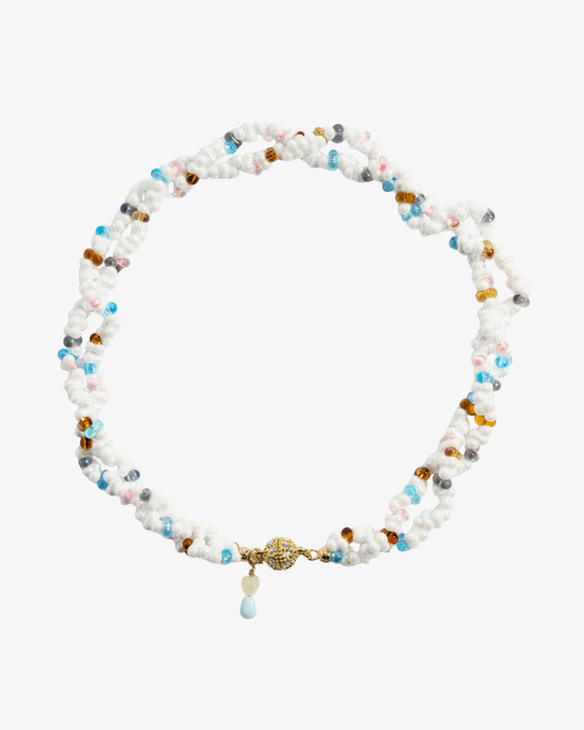 Crystal necklace white gold plated clasp