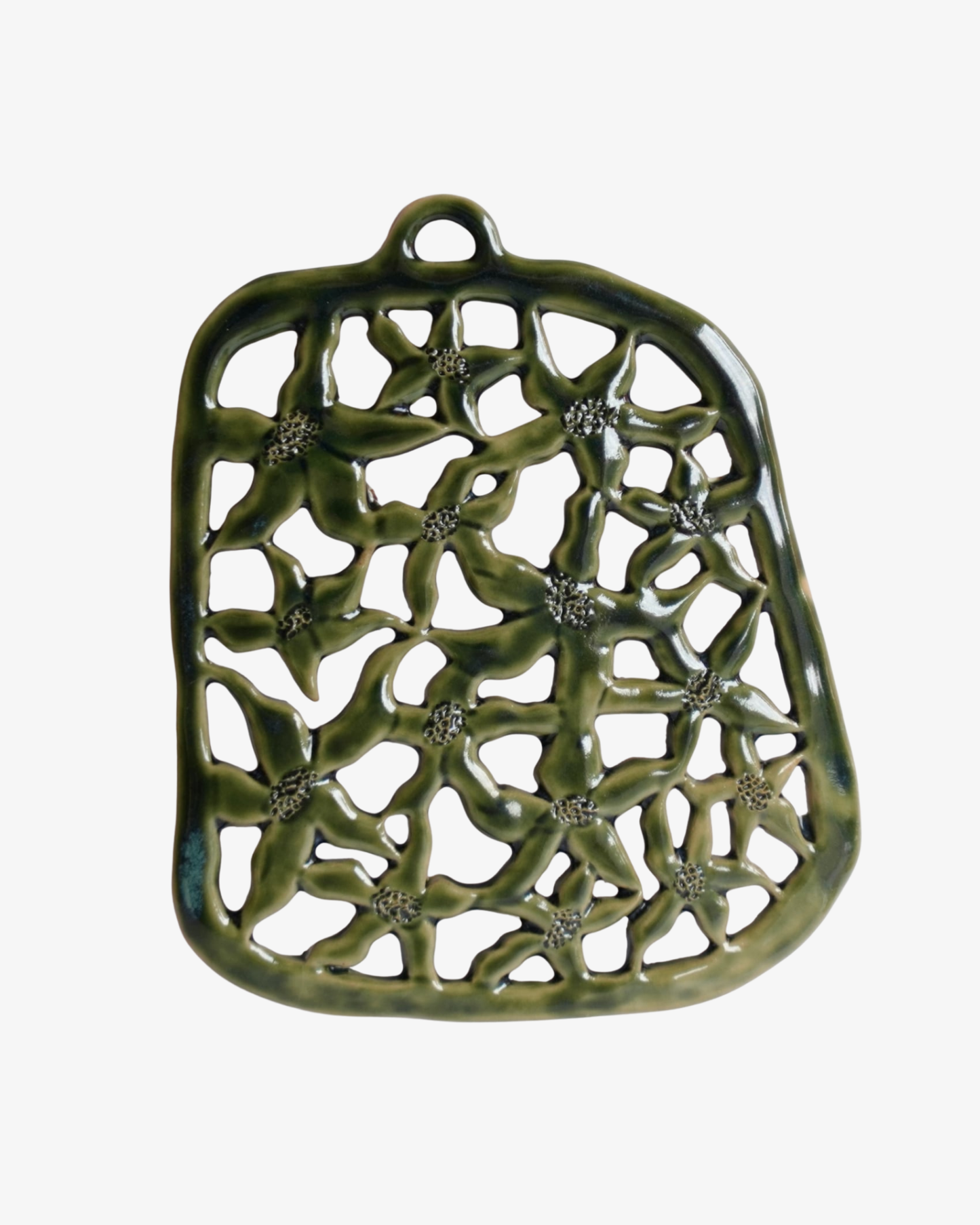 Ceramic Floral Wall Plaque Green Two
