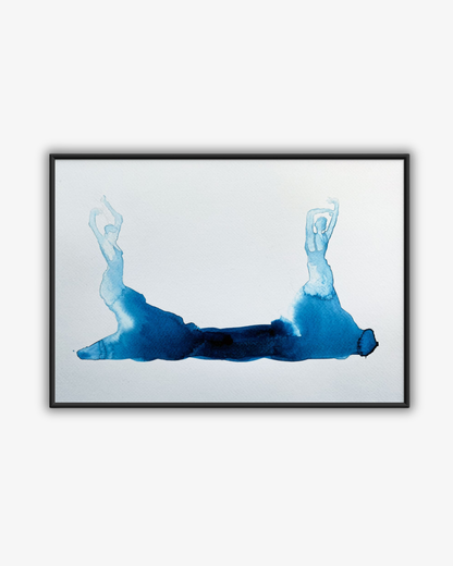 Liquid Friends, blue acrylic ink original artwork