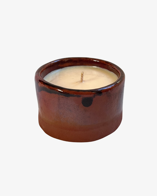 Saffron & Cinnamon Scented Candle in Handmade Terracotta Cup