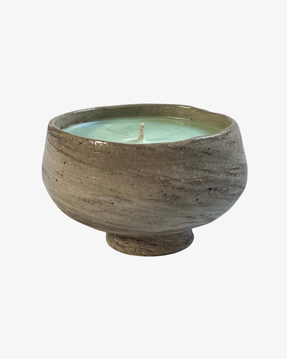 Matcha Scented Candle in Handmade Marbled Stoneware Matcha Bowl
