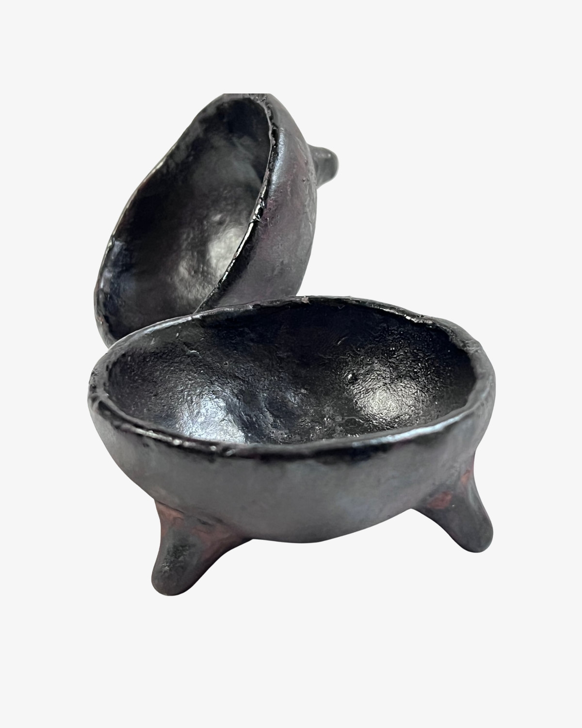 Set of 2 Handmade Black Ceramic Salt & Spice Bowls, 8 cm