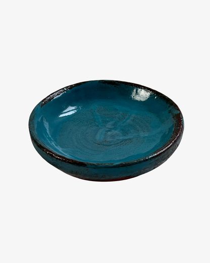 Handmade Turquoise Swedish Terracotta Trinket Dish, 9 cm
