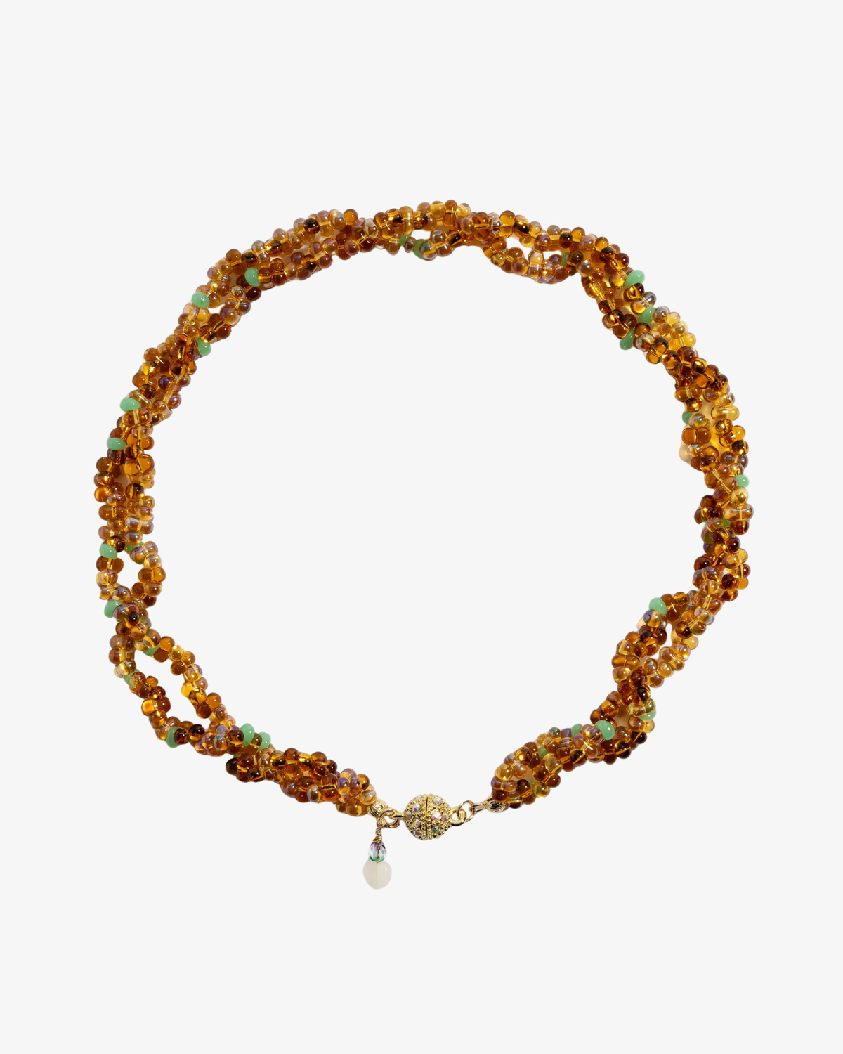 Gold plated clasp necklace toffee beaded