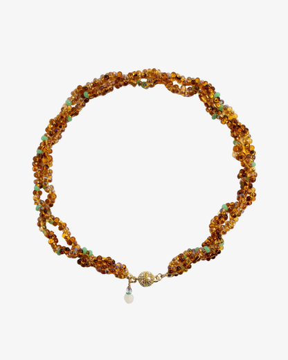 Gold plated clasp necklace toffee beaded