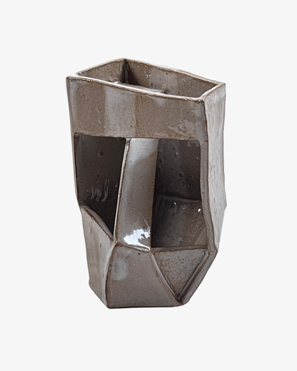 Construction 1: Geometric Stoneware Sculpture Vase, 10 cm
