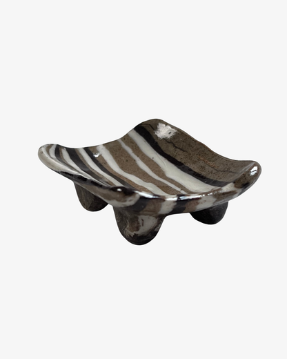 Small Footed Nerikomi Stoneware Trinket Tray, 6 cm