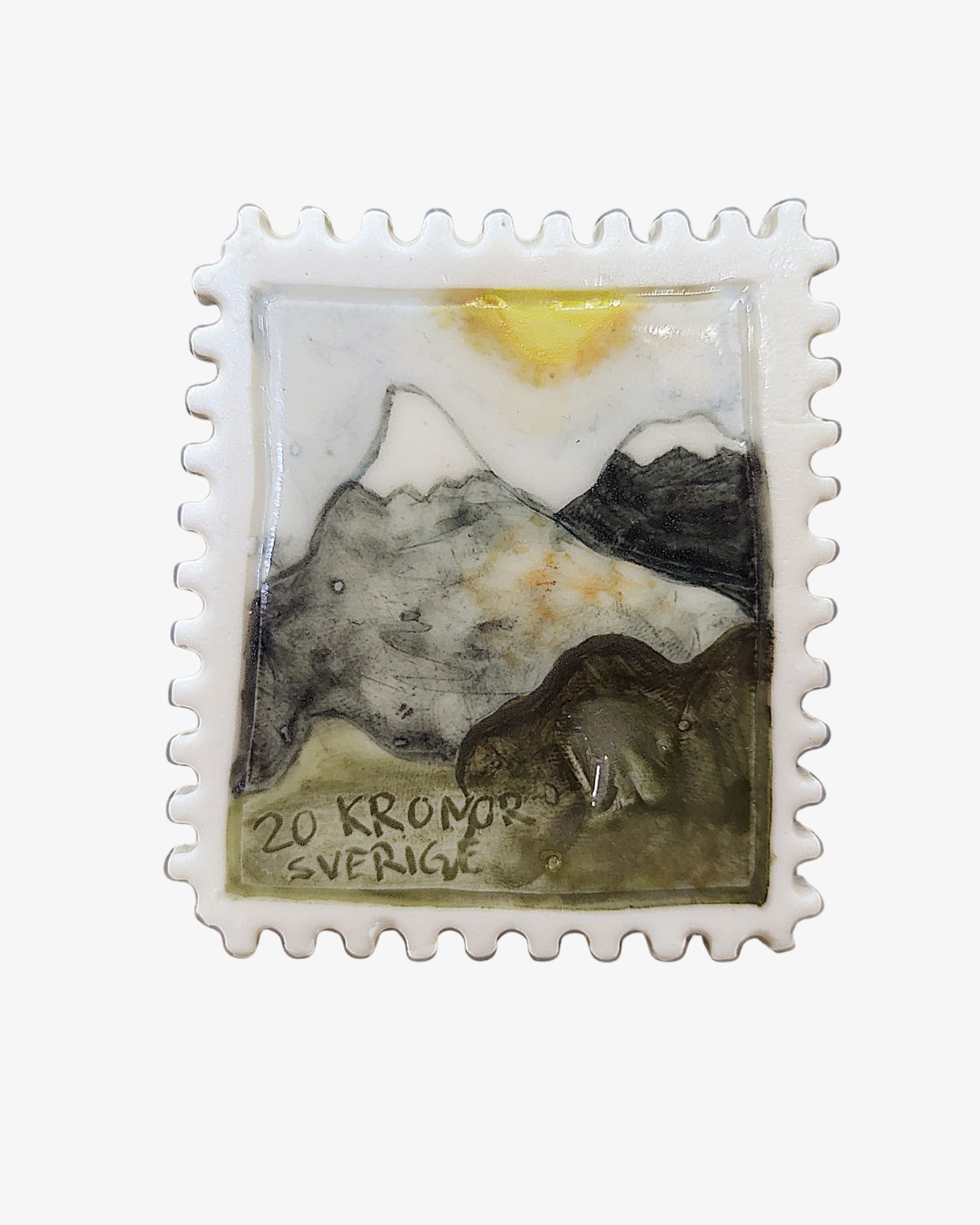 Mountains - lille skulptur, håndlavet stempel