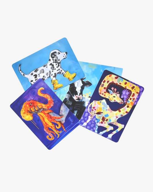 Postcard bundle of colorful animals, original art
