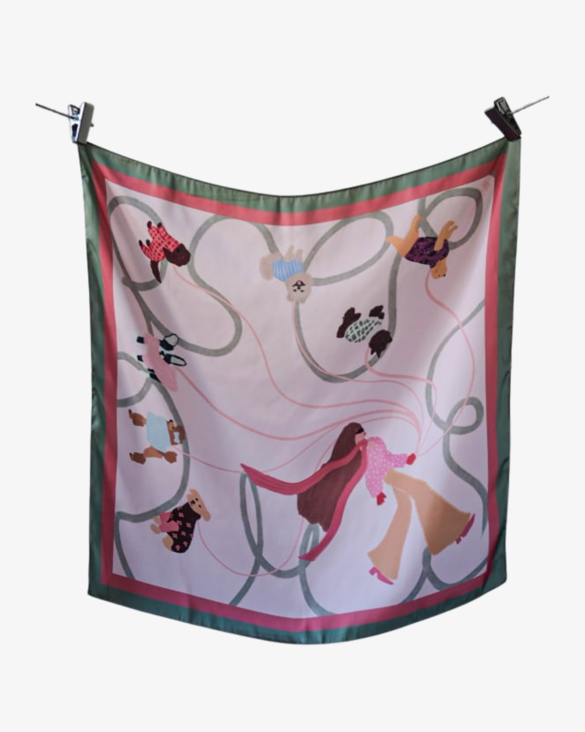 Dog walk - Rosa/Grøn - Scarfs