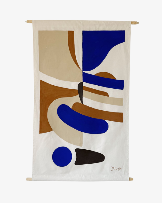 Originalt tekstilkunstværk - Basic shapes cobalt blue