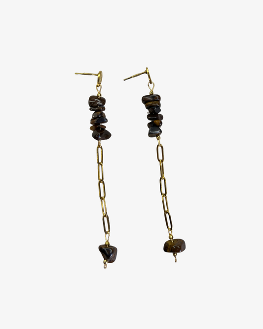 Golden Tiger Eye Cascade Earrings