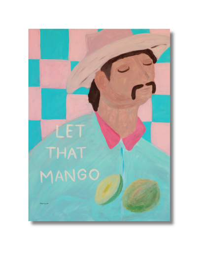 Let that Mango , Original acrylic painting, with checkered sides