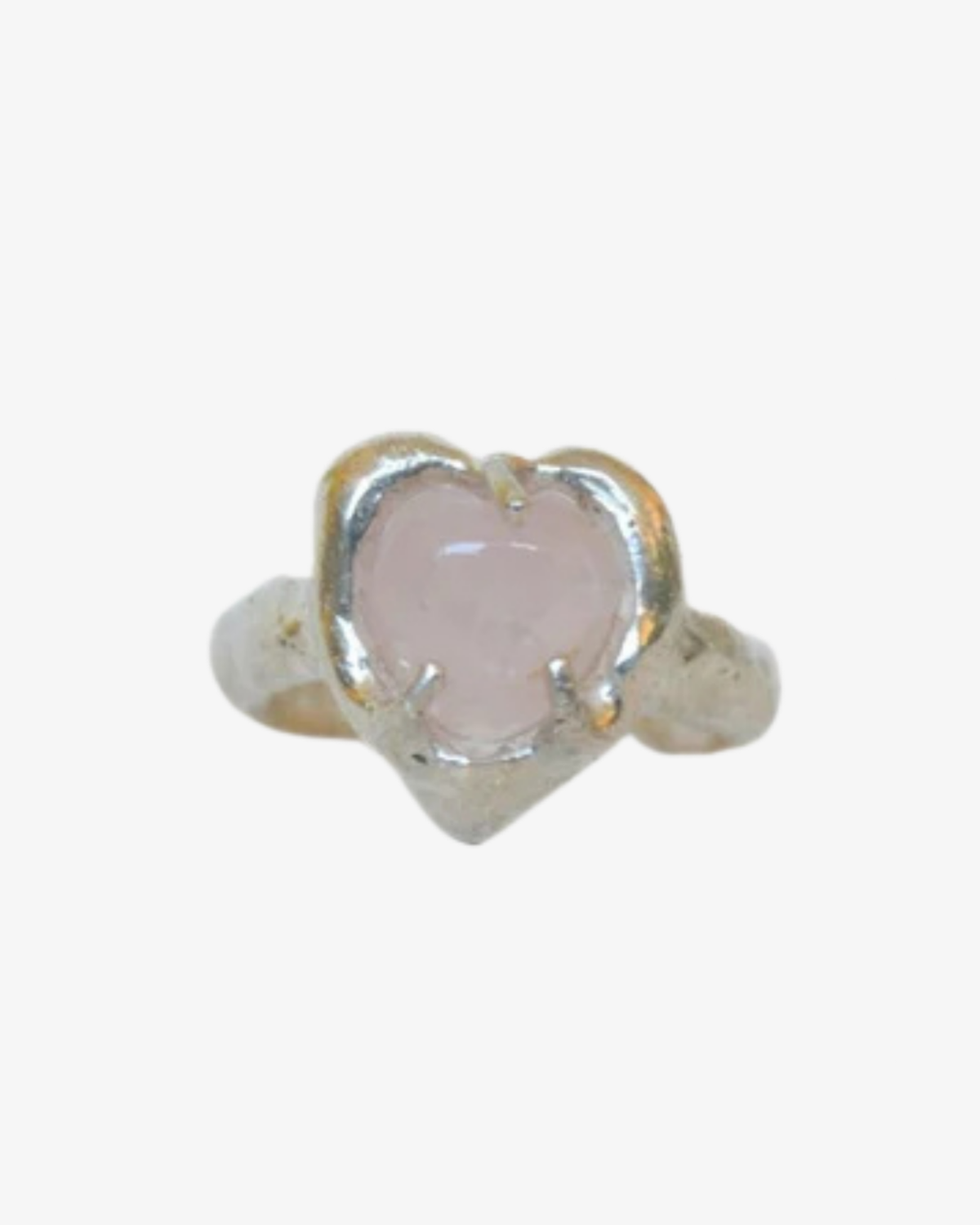 Chunky Sølv Ring Med Rosenkvarts