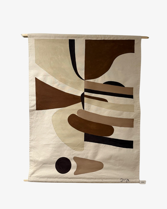 Textile art original piece - Basic shapes earthy tones