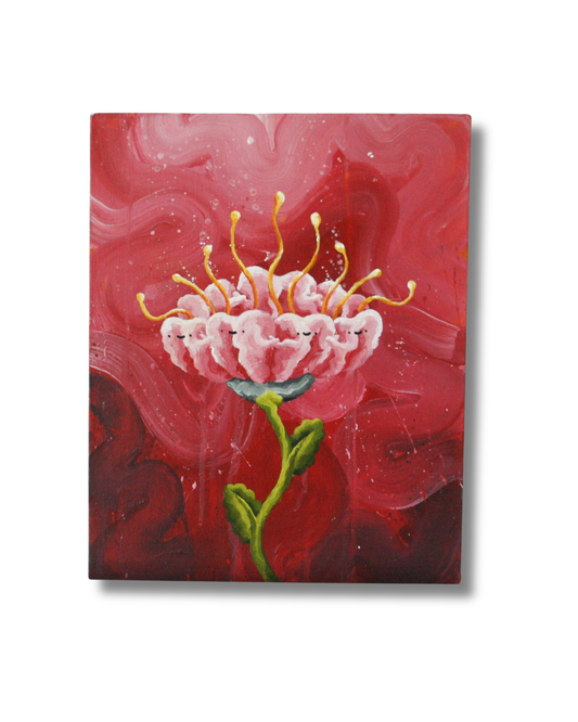 Flowerhug, Original popsurrealism lowbrow popart painting on canvas