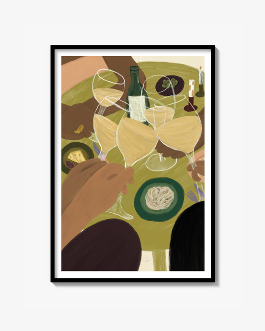 Dining white wine - Poster