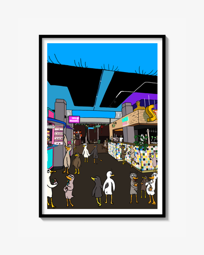 Oslo streetfood: ducks in a foodcourt - Poster