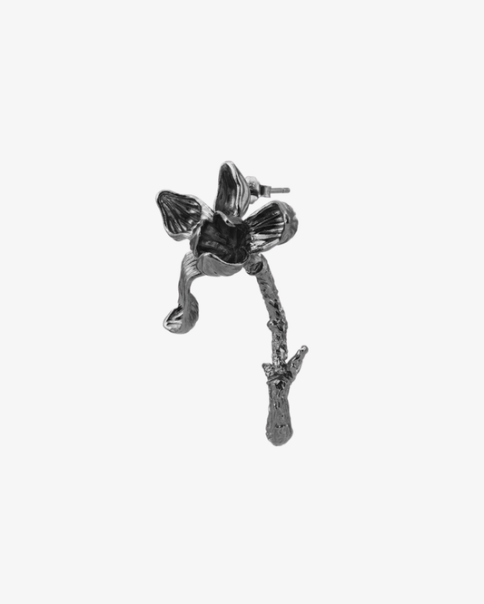 Nature's Noir Black Magnolia Bloom Single Stud