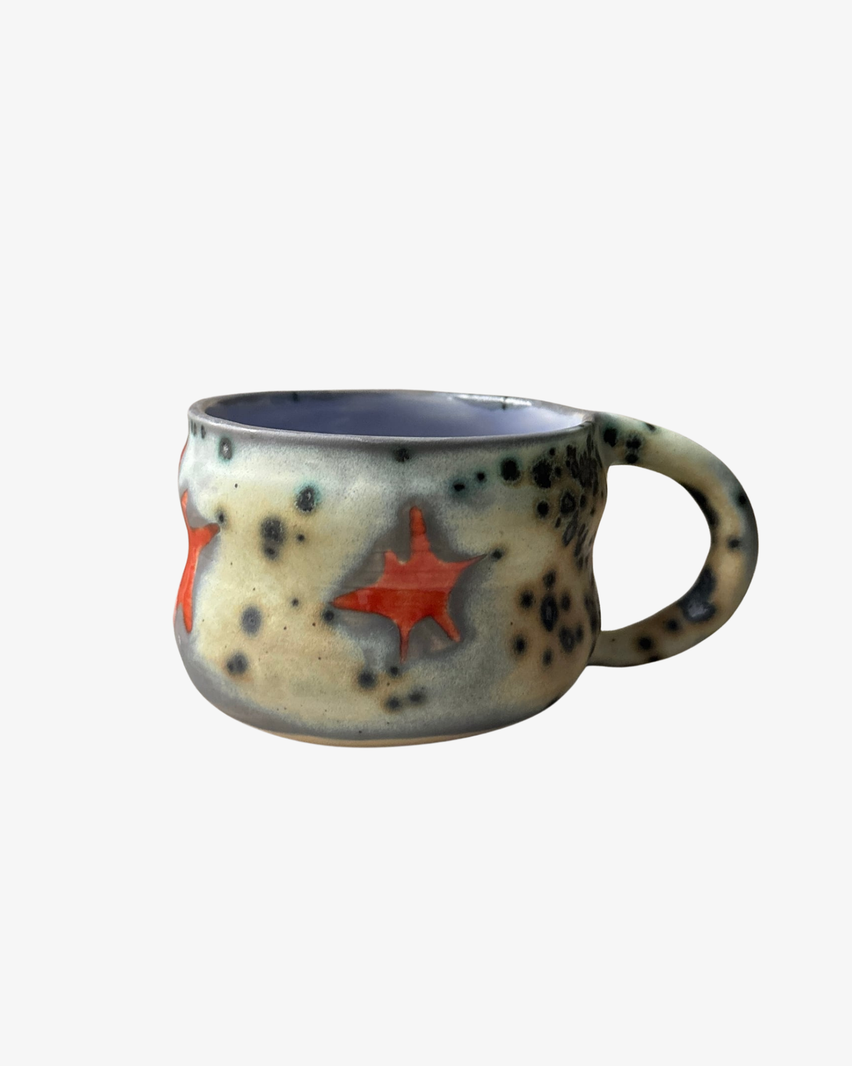 Bubbly lillac and red stoneware mug (Shipping included)