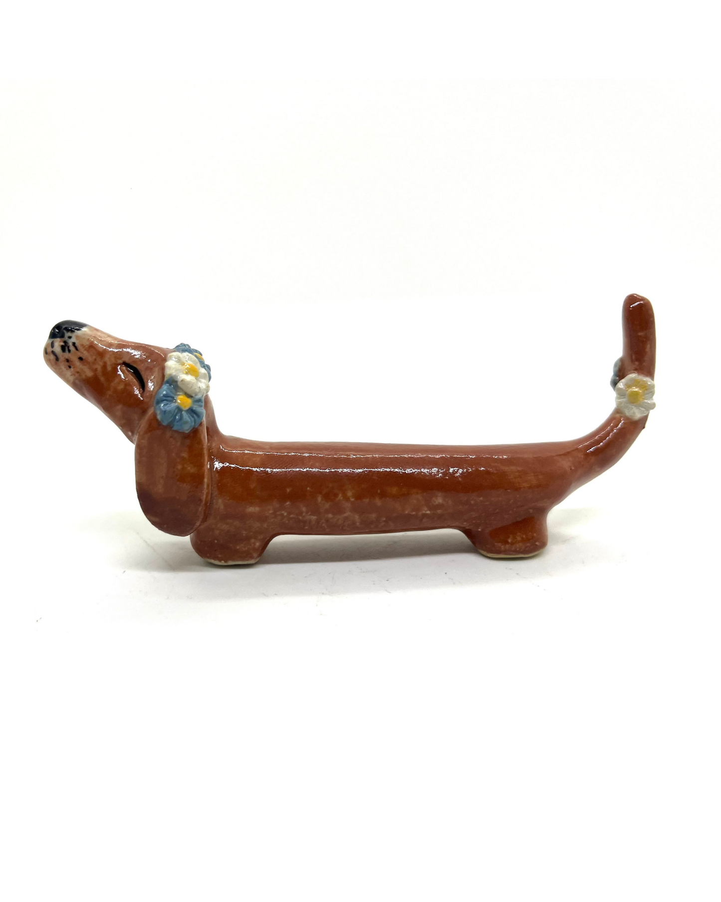 Keramik Smørgul Gravhund - midsummer flowers