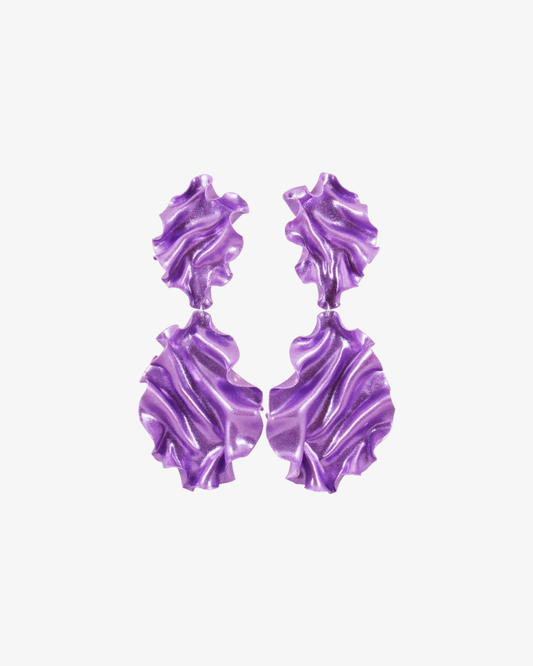 Satin Regal Earrings - lilac glitter