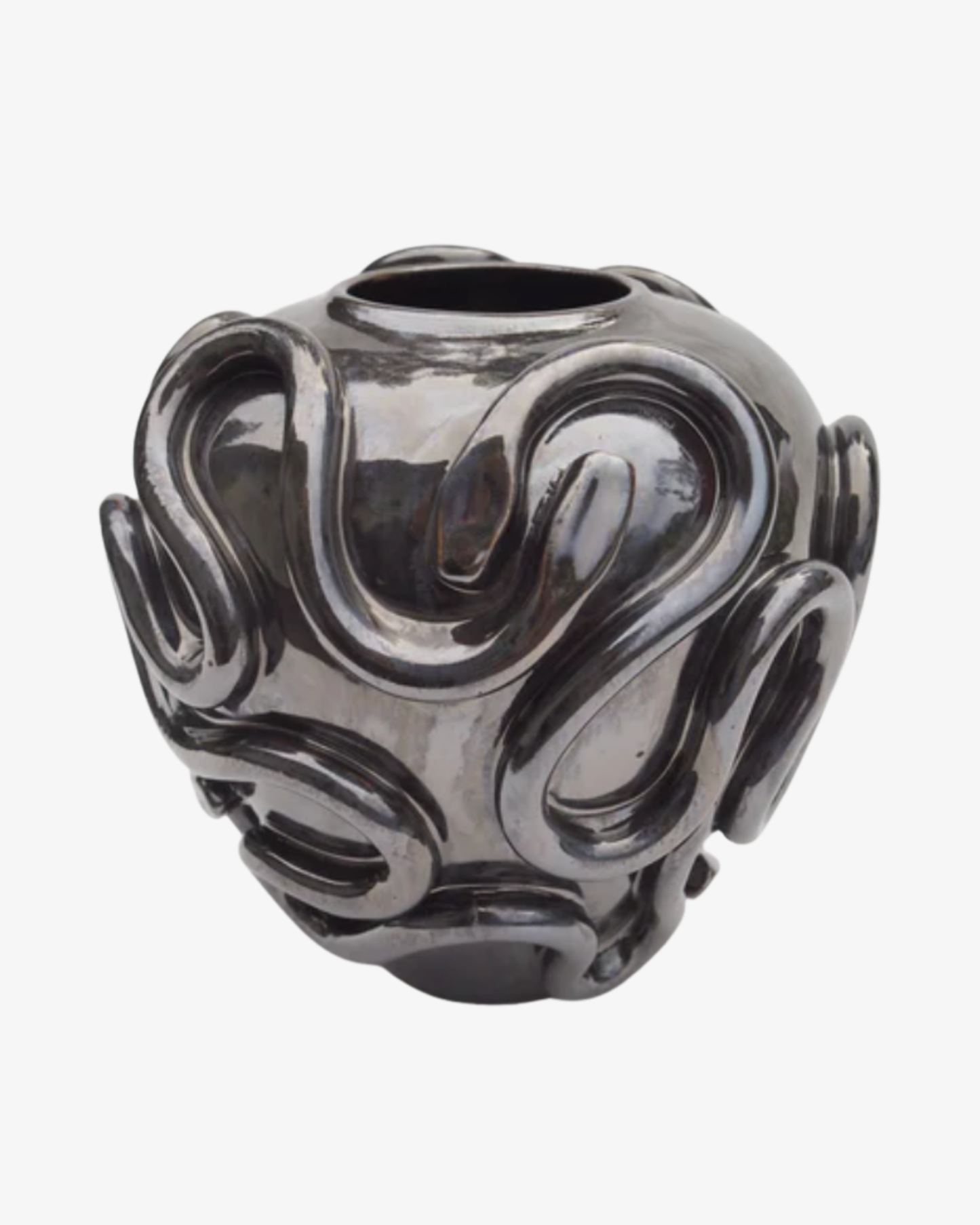 Snake vase silver glaze