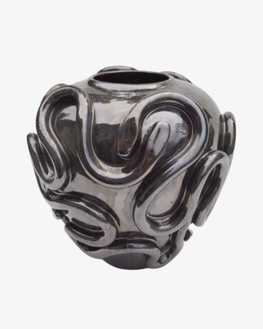 Snake vase silver glaze