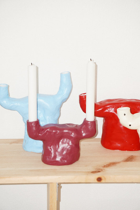 CHUNKY CANDLE HOLDER MINI-BURGUNDY