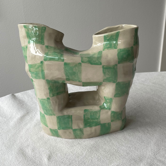 VASE GREEN CHECKERED