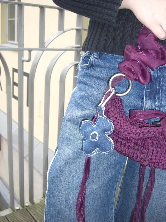 KEYCHAIN FLOWER - DARK DENIM